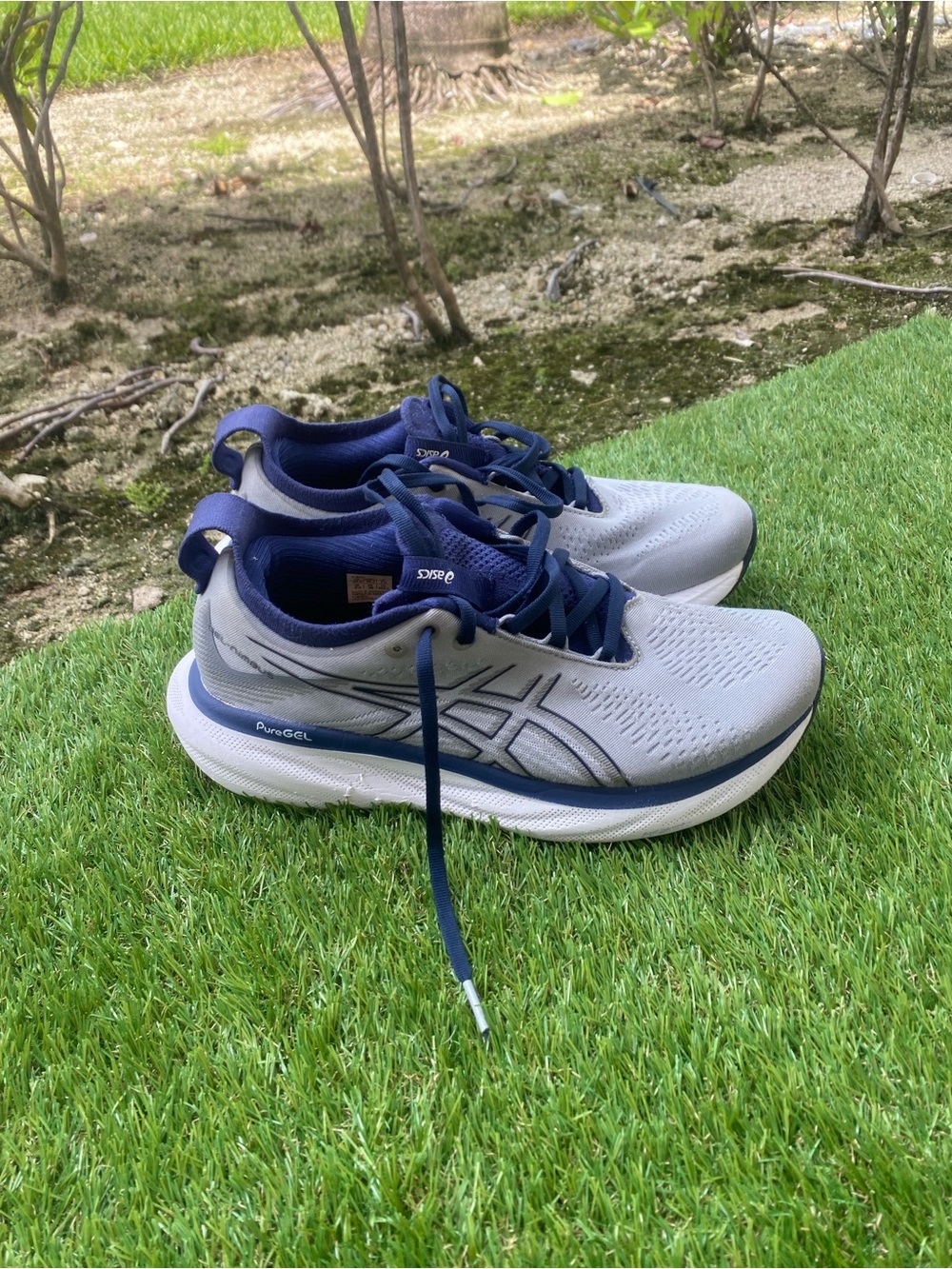Asics Men’s Running Shoes in Light Gray and Navy
